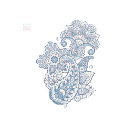 Paisley Vektör Deseni. Çiçekli Asya ResimleriName