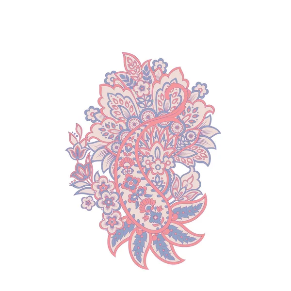 Damast Paisley Floral Isolerad Vektor Ornamen — Stock vektor