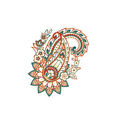 Paisley isolated. Card with paisley isolated for design. Paisley vector pattern. Embroidery floral vector pattern.