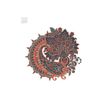 Paisley izole desen. Batik tarzı vintage illüstrasyon