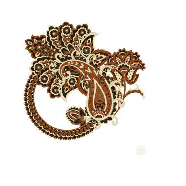 Paisley Vektör Deseni. İzole edilmiş Asya İllüstrasyonu