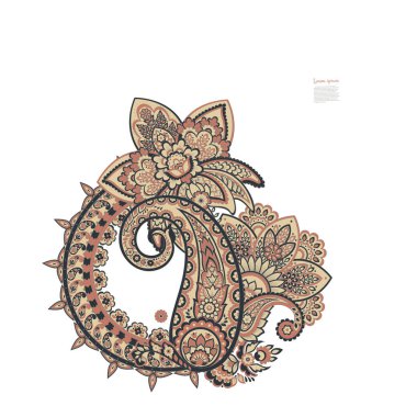 Paisley Floarl yalıtılmış desen. Batik biçiminde vektör illüstrasyonu