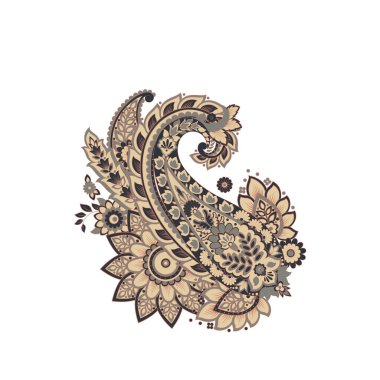 Paisley vektör izole desen. Çiçek Vintage illüstrasyonu