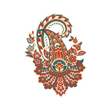 Paisley Çiçek Doğulu Etnik Düzen. Vektör Damask Süslemesi