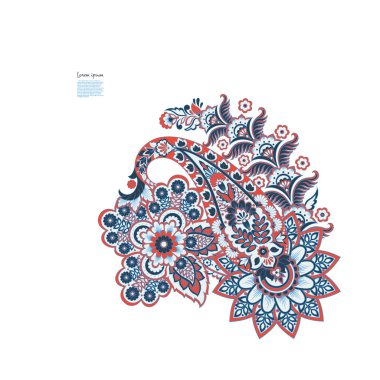 Paisley izole edilmiş. Tasarım için izole edilmiş desenli kart. Çiçek vektör deseni. Nakış işleme çiçek vektör deseni.