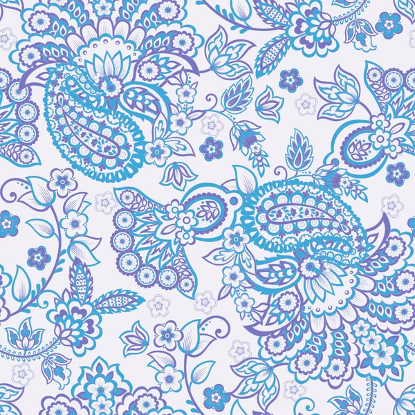 Modèle Sans Couture Vecteur Paisley Fantastique Fleur Feuilles Impression Textile — Image vectorielle