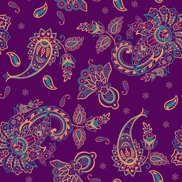 Paisley Floral Oriental Ethnique Pattern Motifs Tissu Indien Ornemental Sans — Image vectorielle