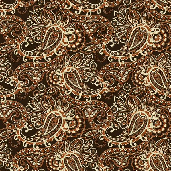 Paisley Vektor Nahtloses Muster Fantastische Blume Blätter Textil Boheme — Stockvektor