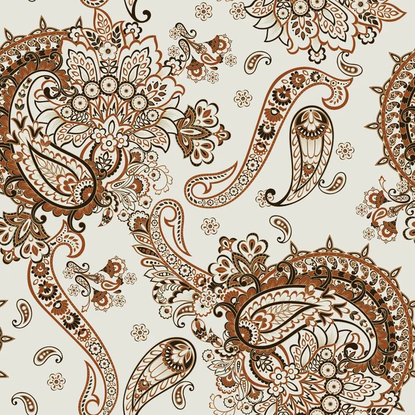 stock vector Paisley seamless pattern with flowers in indian style. 