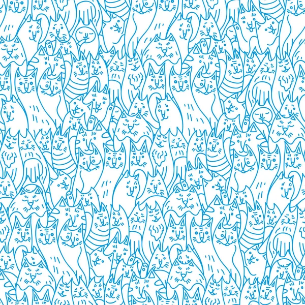 Cats Seamless Pattern Cute Pets Vector Background — Stock Vector