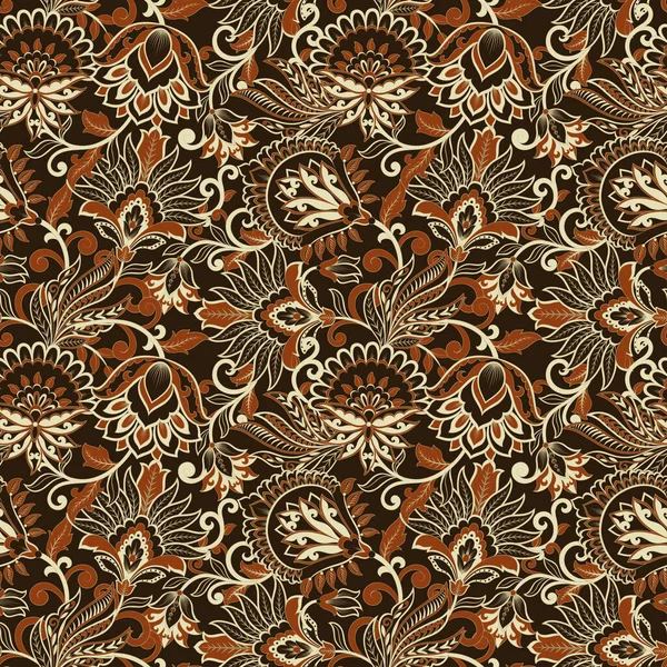 Estilo Damasco Patrón Floral Sin Costuras — Archivo Imágenes Vectoriales
