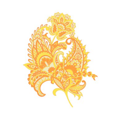 Paisley Vektör Deseni. İzole edilmiş Asya İllüstrasyonu