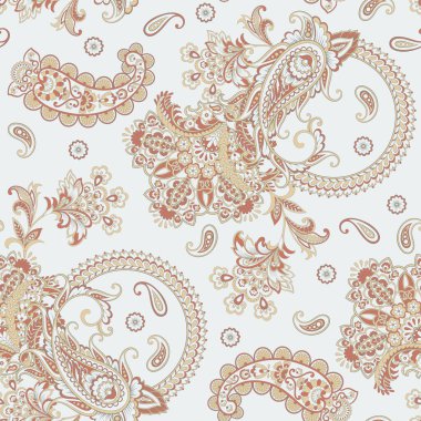 Paisley vektör kusursuz desen. Muhteşem çiçek, yapraklar. Batik tarzı resim. Eski arkaplan