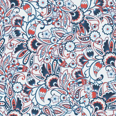 Çiçeksiz desenli desenli şal desenli süs. Vektör illüstrasyonu