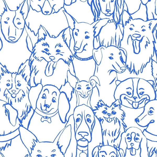 Perros Patrón Vectores Sin Fisuras Ilustración Con Bulldog Bobtail Dachshund — Archivo Imágenes Vectoriales