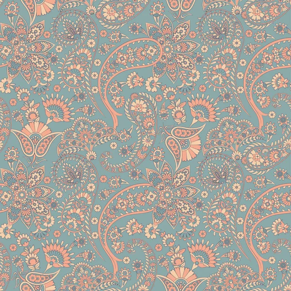 Paisley Vektor Nahtloses Muster Fantastische Blume Blätter Textil Boheme Print — Stockvektor