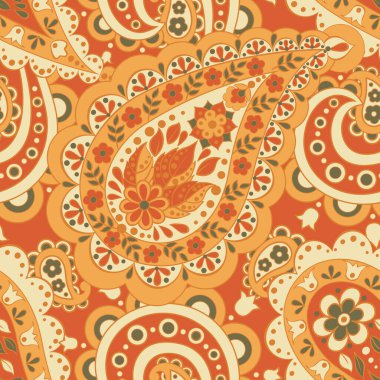 Kusursuz Etnik Dekoratif Desen. Paisley Vektör Kusursuz Desen