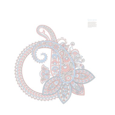 Paisley Çiçek Doğulu Etnik Düzen. Vektör Arapça Süslemesi