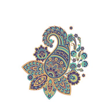 Paisley vektör izole desen. Çiçek Vintage illüstrasyonu