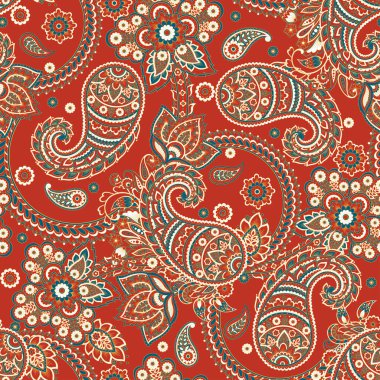 Paisley Ornamental seamless pattern. kalamkari vector floral background