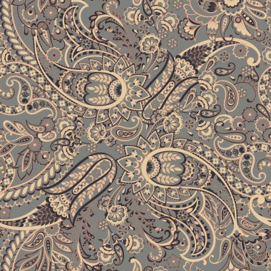 paisley floral vector pattern in damask style. seamless background
