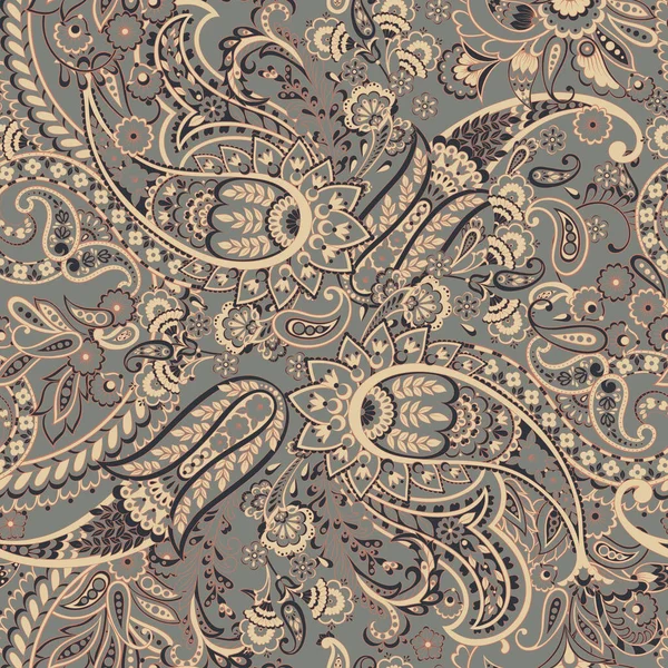 Paisley Floral Vector Pattern Damask Style Seamless Background — Stock vektor