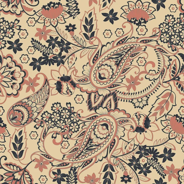 Modèle Paisley Sans Couture Dans Style Indien Illustration Vectorielle Florale — Image vectorielle