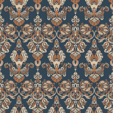 Vektör Barok çiçek deseni. Klasik çiçek süsü. Duvar kağıtları, tekstil, kumaş için klasik dikişsiz doku