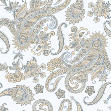 Paisley vektör seamless modeli. Fantastik çiçek yaprakları. Tekstil bohem Yazdır. Batik boyama. Vintage
