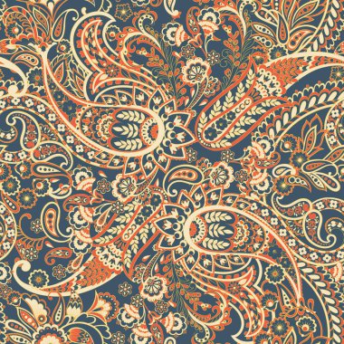 paisley floral vector pattern in damask style. seamless background