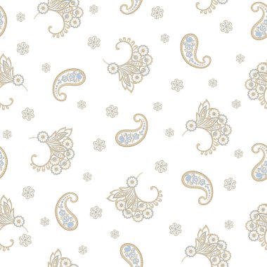 Şal desenli, desensiz bir süs. Vektör çiçek arkaplanı