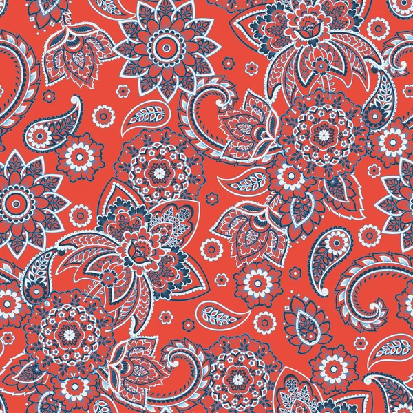 Patrón Sin Costuras Con Ornamento Paisley Decoración Floral Adornada Ilustración — Vector de stock