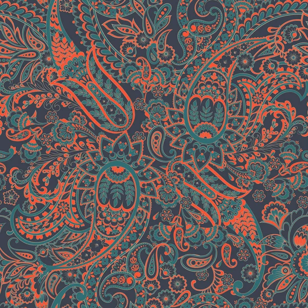 Paisley Floral Vector Pattern Damask Style Seamless Background — Stockvector