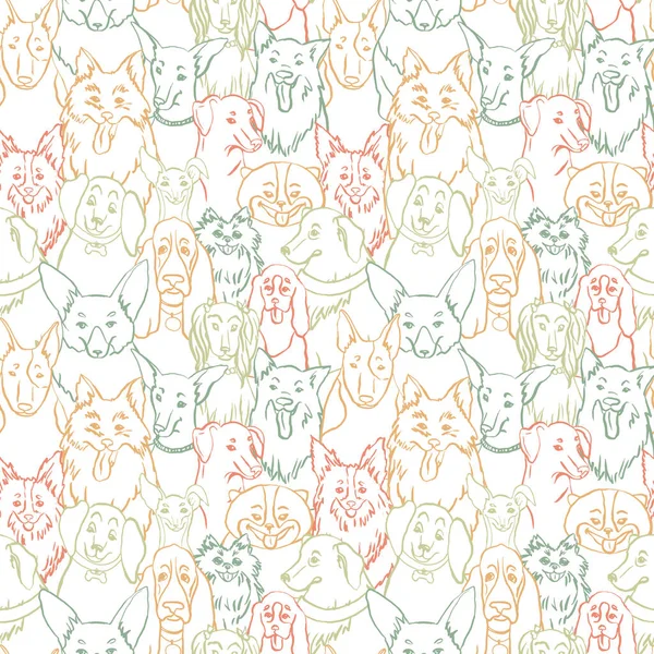 Собаки Бесшовный Векторный Рисунок Мбаппе Бульдогом Бобтейлом Шундом Бультерьером Доберманом — стоковый вектор