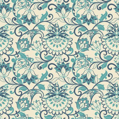 Paisley Çiçek Doğulu Etnik Düzen. Kusursuz Arap süsü. Hint kumaşlarının süsleme motifleri.