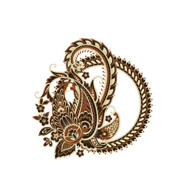 Paisley Vektör Deseni. İzole edilmiş Asya İllüstrasyonu