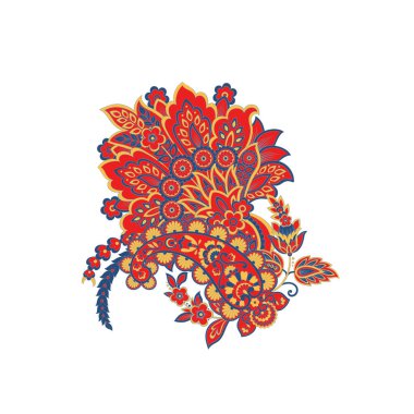 Paisley isolated. Card with paisley isolated for design. Paisley vector pattern. Embroidery floral vector pattern. 