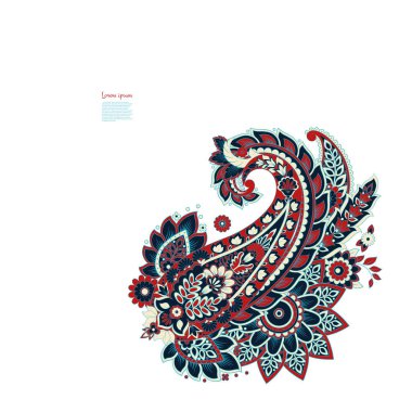 Paisley vektör izole desen. Çiçek Vintage illüstrasyonu