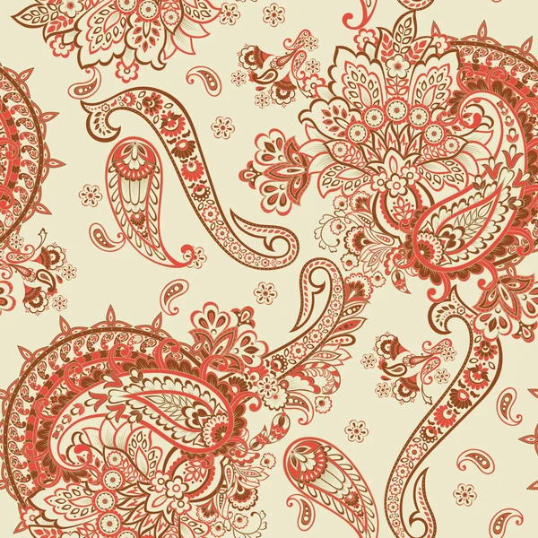 Paisley Nahtloses Muster Mit Blumen Indischen Stil — Stockvektor