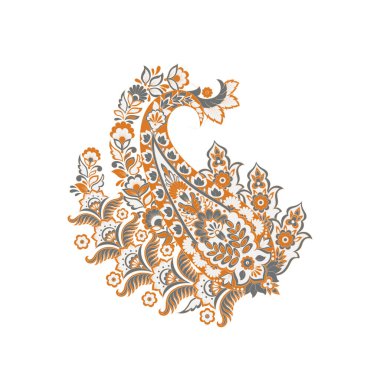 Paisley izole edilmiş. Tasarım için izole edilmiş desenli kart. Paisley vektör deseni.