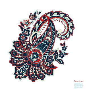 Paisley Çiçek Doğulu Etnik Düzen. Vektör Damask Süslemesi