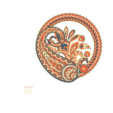 Paisley vektör izole desen. Batik stilinde klasik çiçek illüstrasyonu