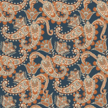 Paisley Çiçek Doğulu Etnik Düzen. Kusursuz Vektör Süslemesi. Hint kumaşı desenleri.