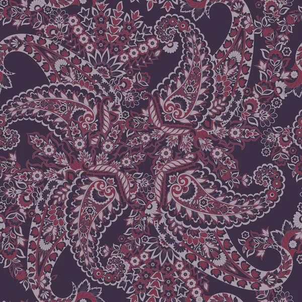 Nahtloses Paisley Muster Indischen Batikstil Florale Vektorillustration — Stockvektor