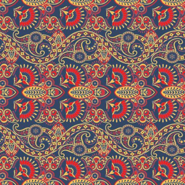 Çiçeksiz desenli desenli şal desenli süs. Vektör Arkaplanı