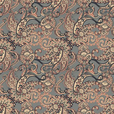 Geleneksel dikişsiz şal deseni. Hint çiçek süsü..