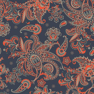 Paisley Çiçek Doğulu Etnik Düzen. Kusursuz Arap süsü. Hint kumaşlarının süsleme motifleri