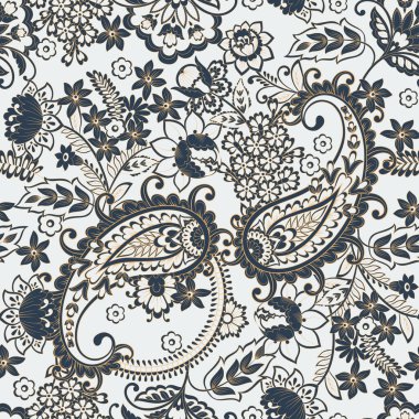 Orante damask background. Paisley seamless pattern