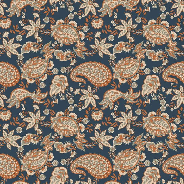 Paisley Vector Seamless Pattern Fantastic Flower Leaves Textile Bohemian Print — Stock Vector