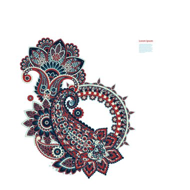 Floral isolated pattern with paisley ornament. Vector